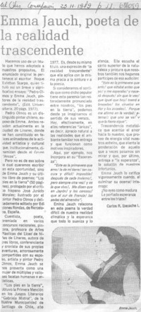 Emma Jauch, poeta de la realidad trascendente