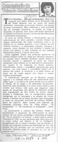 Tú te lamentas... ¿De qué te lamentas?