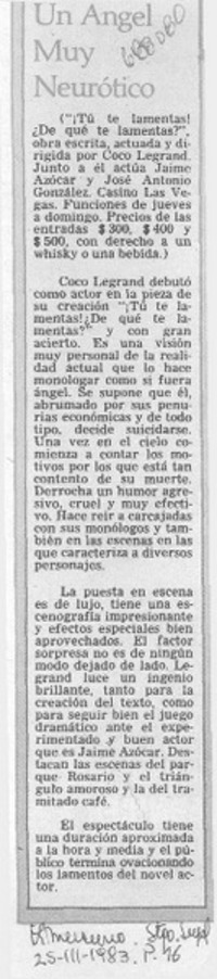 Un ángel muy neurótico.