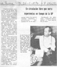 En circulación libro que narra experiencias en tiempo de la UP.