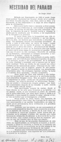 Necesidad del paraíso