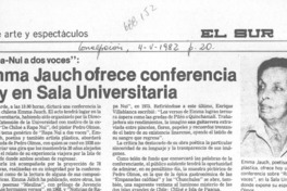 Emma Jauch ofrece conferencia hoy en Sala Universitaria.
