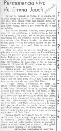 Permanencia viva de Emma Jauch