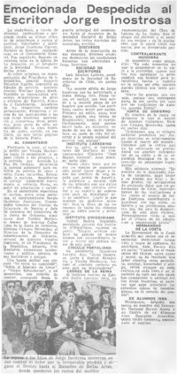 Emocionada despedida al escritor Jorge Inostrosa.