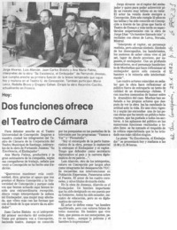 Dos funciones ofrece el Teatro de Cámara.