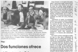 Dos funciones ofrece el Teatro de Cámara.