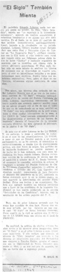 El Siglo" también miente