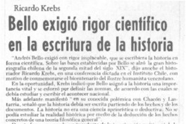 Bello exigió rigor científico en la escritura de la historia.
