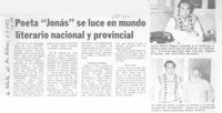Poeta "Jonás" se luce en mundo literario nacional y provincial.