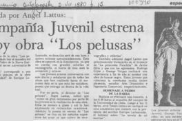 Compañía juvenil estrena hoy obra "Los pelusas".