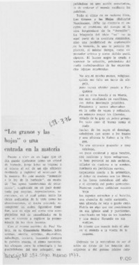 "Los granos y las hojas" o una entrada en la materia