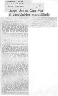 Jorge Jobet: Otra vez el descubridor maravillado