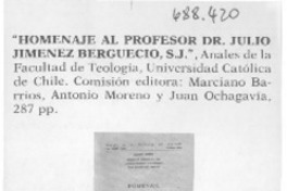 Homenaje al profesor Dr. Julio Jiménez Berguencio, S. J.