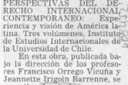 Perspectivas del derecho internacional contemporáneo.