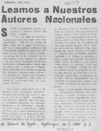 Leamos a nuestros autores nacionales.