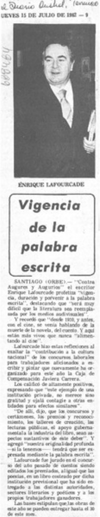 Vigencia de la palabra escrita.