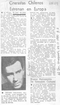 Cineastas chilenos estrenan en Europa.