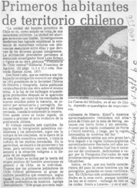 Primeros habitantes de territorio chileno.