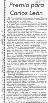 Premio para Carlos León