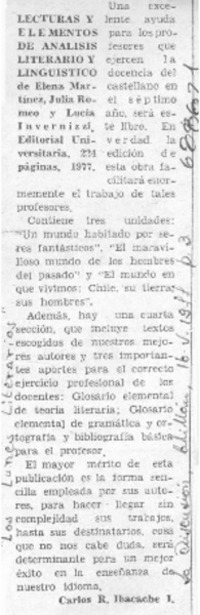 Lecturas y elementos de análisis literario y lingüístico