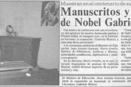 Manuscritos y recuerdos de Nobel Gabriela Mistral.