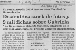 Destruidos stock de fotos y 2 mil fichas sobre Gabriela.