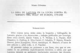 La obra de Lacunza en la lucha contra el "espíritu del siglo" en Europa, 1770-1830