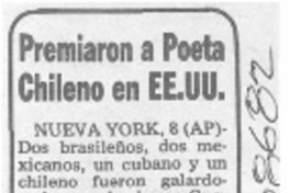 Premiaron a poeta chileno en EE.UU.