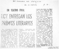 Hoy entregan los premios literarios.