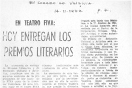 Hoy entregan los premios literarios.