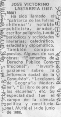 José Victorino Lastarria (1817-1888).