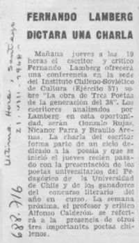 Fernando Lamberg dictará una charla.