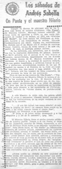 On Panta y el maestro Hilario