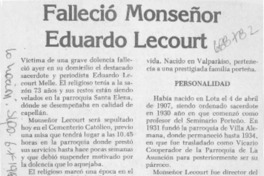 Falleció Monseñor Eduardo Lecourt.
