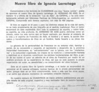 Nuevo libro de Ignacio Larrañaga.