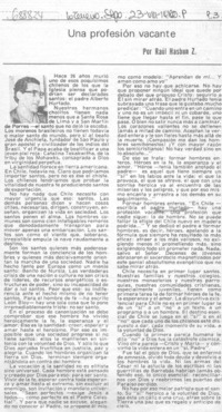 Una profesión vacante