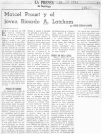 Marcel Proust y el joven Ricardo A. Latcham