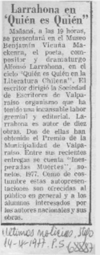 Larrahona en "Quién es quién".