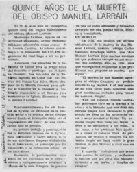 Quince años de la muerte del Obispo Manuel Larraín.