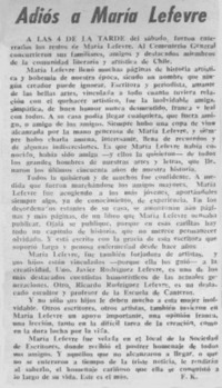 Adiós a María Lefevre