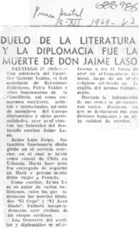 Duelo de la literatura y la diplomacia fue la muerte de don Jaime Laso.