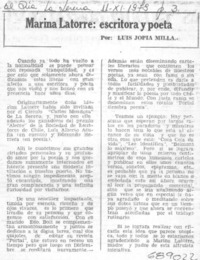Marina Latorre, escritora y poeta