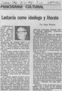 Lastarria como ideólogo y literato