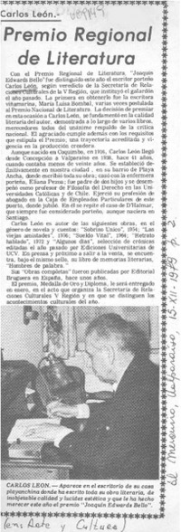Premio regional de literatura.