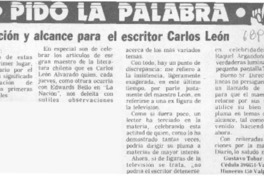 Felicitación y alcance para el escritor Carlos León.