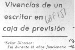 Vivencias de un escritor en caja de previsión.