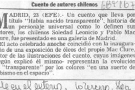 Cuento de autores chilenos.