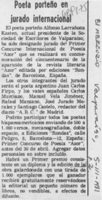 Poeta porteño en jurado internacional.