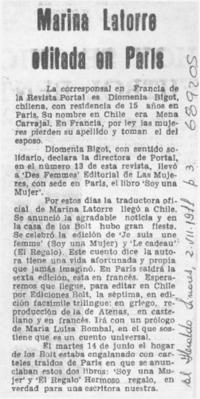 Marina Latorre editada en París.