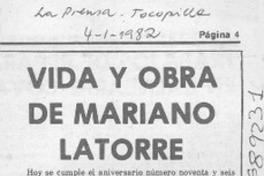 Vida y obra de Mariano Latorre.